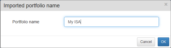 ShareScope import portfolio name