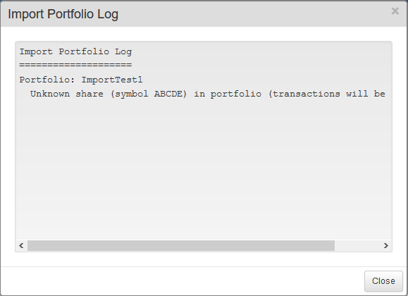ShareScope import portfolio log